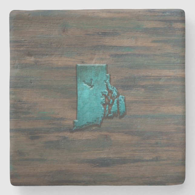 Rhode Island Form Aquamarin Steinuntersetzer (Vorderseite)