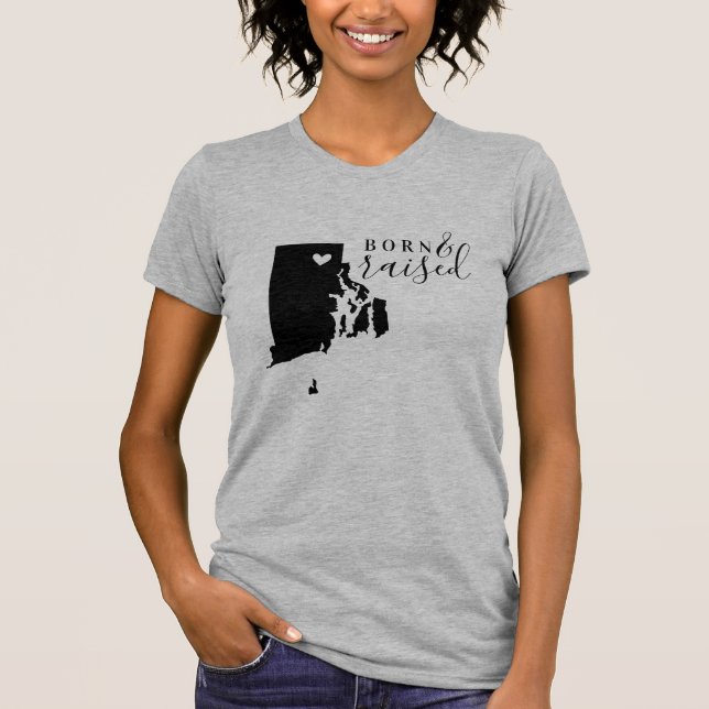 Rhode Island Geborenes und aufgewachsenes Staat T- T-Shirt (Vorderseite)