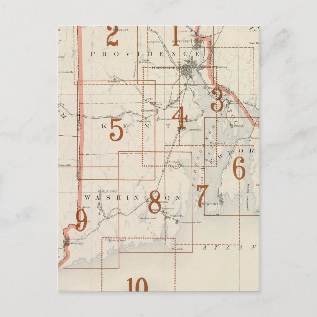 Rhode Island Index-Karte Postkarte (Vorderseite)