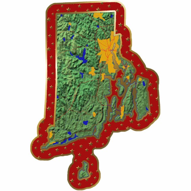 Rhode Island Karten-Weihnachtsverzierung Fotoskulptur Ornament (Vorne)