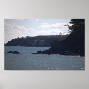 Rhode Island Klippen-Ozean-Wasserlandschafts-Plaka Poster
