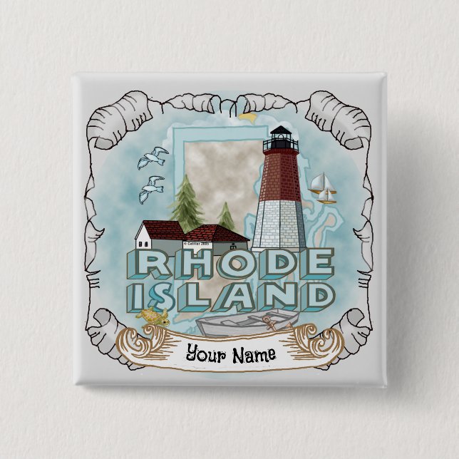 Rhode Island Leuchtturm Button (Vorderseite)