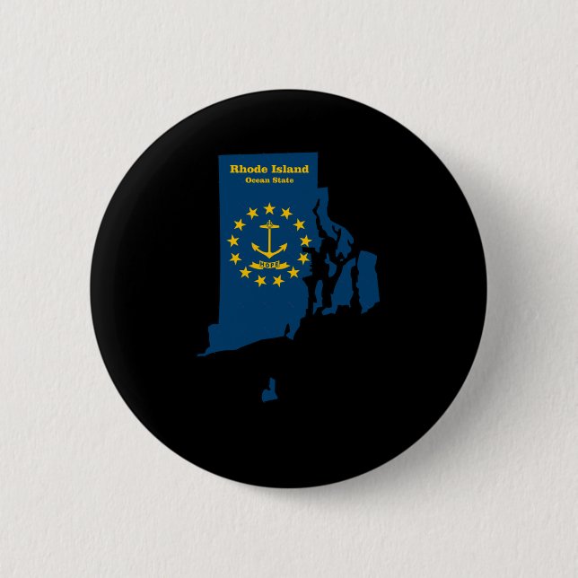 Rhode Island Map Flaggenaufkleber Button (Vorderseite)