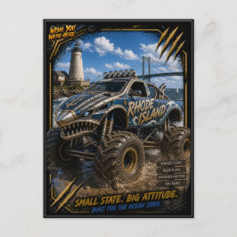 Rhode Island Monster Truck Geländekunst Postkarte