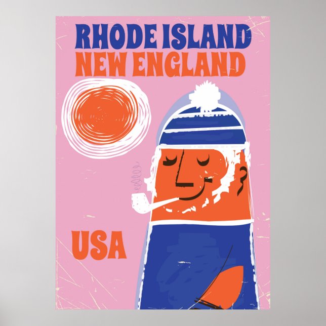Rhode Island, New England Fischernte Vintage Poste Poster (Vorne)