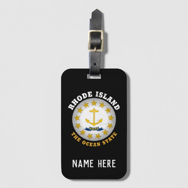 RHODE ISLAND OCEAN STAAT STAAT FLAG GEPÄCKANHÄNGER (Vorderseite Vertikal)