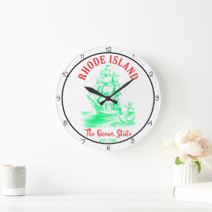 Rhode Island Ocean State Schiff Große Wanduhr