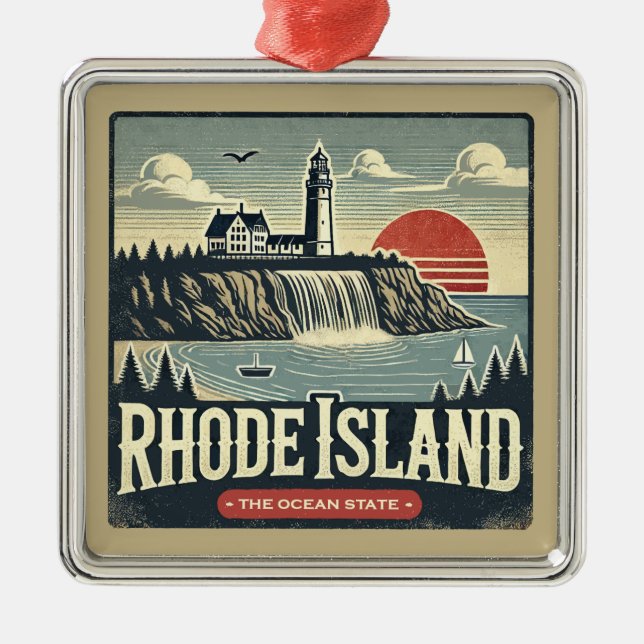 Rhode Island Ornament Aus Metall (Vorne)