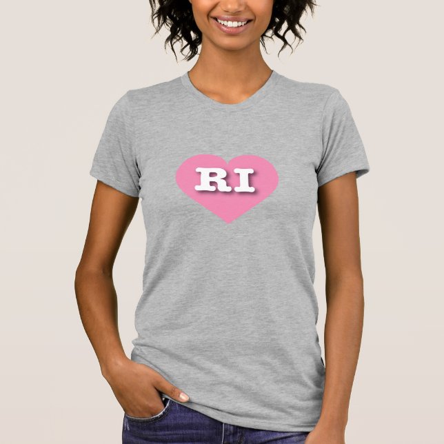 Rhode Island Pink Heart - I Liebe RI T-Shirt (Vorderseite)