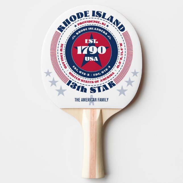 Rhode Island Pride Circular Typografy Monogram Tischtennis Schläger (Vorderseite)