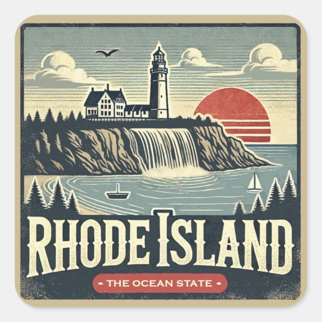 Rhode Island Quadratischer Aufkleber (Vorderseite)
