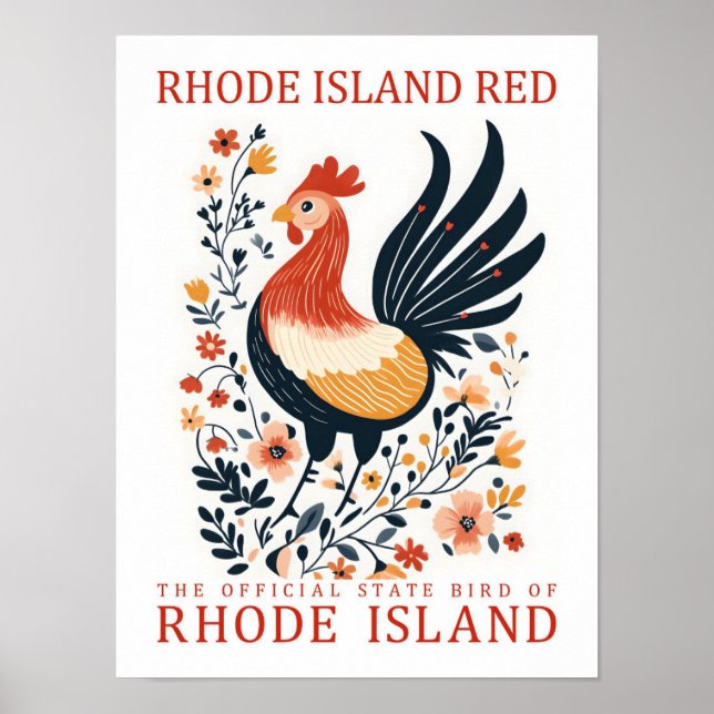 Rhode Island Red Bird of Rhode Island Poster (Vorne)