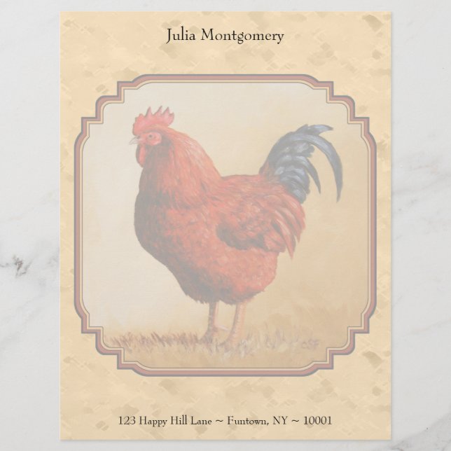 Rhode Island Red Chicken Beige Briefkopf (Vorderseite)