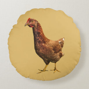 Rhode Island Red Hen Chicken Coussin rond
