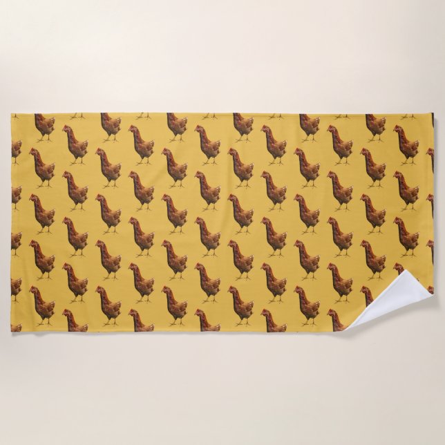Rhode Island Red Hen Chicken Yellow Beach Handtuch (Vorderseite)