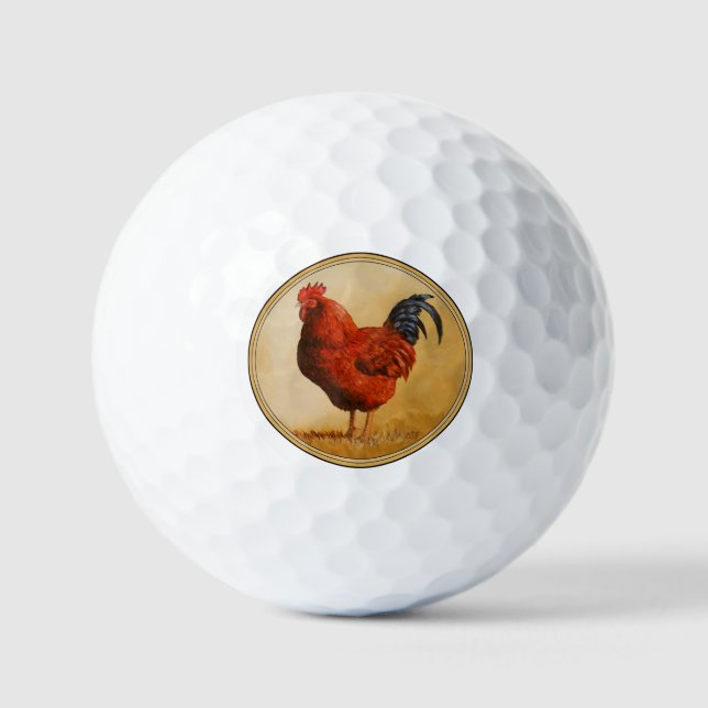 Rhode Island Red Rooster Chicken Golf Balls Golfball (Vorderseite)