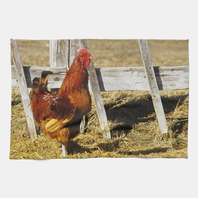Rhode Island Red Rooster Küchentuch (Horizontal)