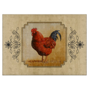 Rhode Island Rooster Gelber Hintergrund Schneidebrett