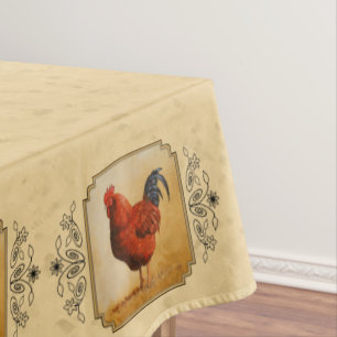 Rhode Island Rooster Gelber Hintergrund Tischdecke