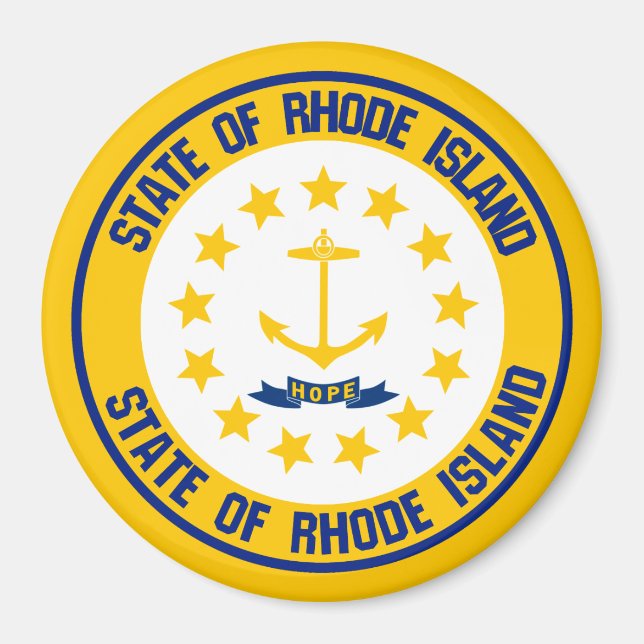 Rhode Island RundEmblem Magnet (Vorne)