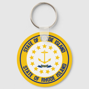 Rhode Island rundes Emblem Schlüsselanhänger