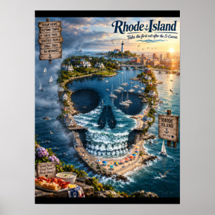 Rhode Island Schädel-Kunstprint State of Mind Poster