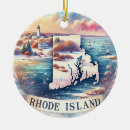 Rhode Island Snowy Winter Weihnachtsbaum Keramik Ornament