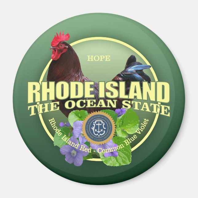Rhode Island Staat Bird & Blume Magnet (Vorne)