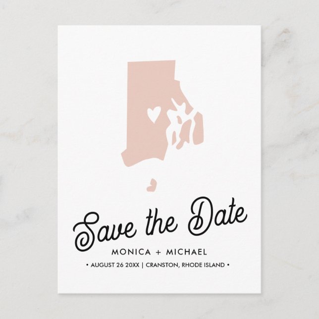 RHODE ISLAND Staat Hochzeit in Urlaubsort JEDE FAR Ankündigungspostkarte (Vorderseite)