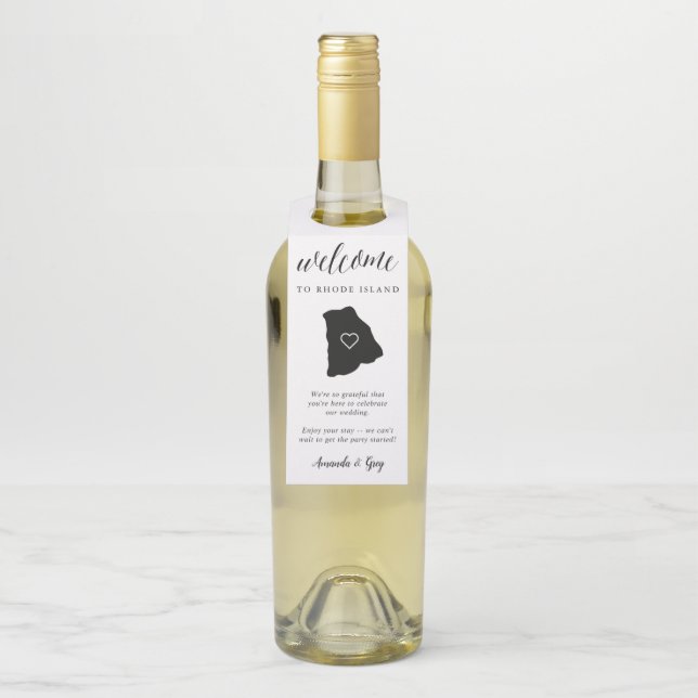 Rhode Island Staat Wedding Willkommen Flaschenanhänger (Auf Flasche)
