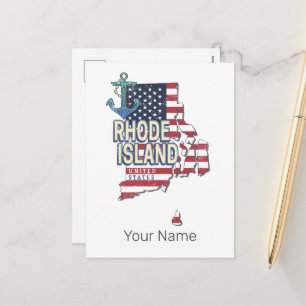 Rhode Island United Staaten Retro Staat Karte Vint
