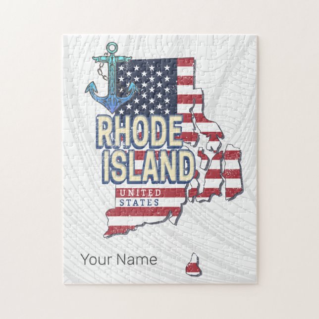 Rhode Island United Staaten Retro Staat Karte Vint (Vertikal)