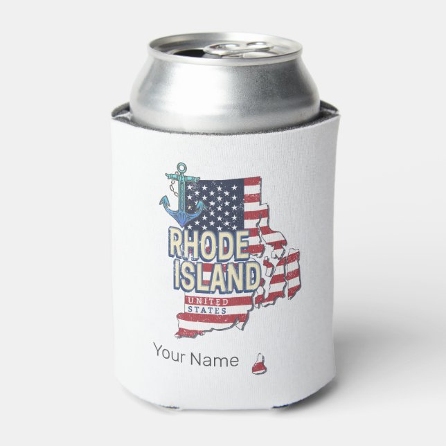 Rhode Island United Staaten Retro Staat Karte Vint Dosenkühler (Kanne Vorderseite)