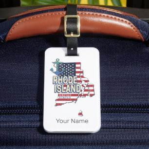 Rhode Island United Staaten Retro Staat Karte Vint Gepäckanhänger