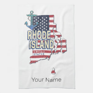 Rhode Island United Staaten Retro Staat Karte Vint Geschirrtuch