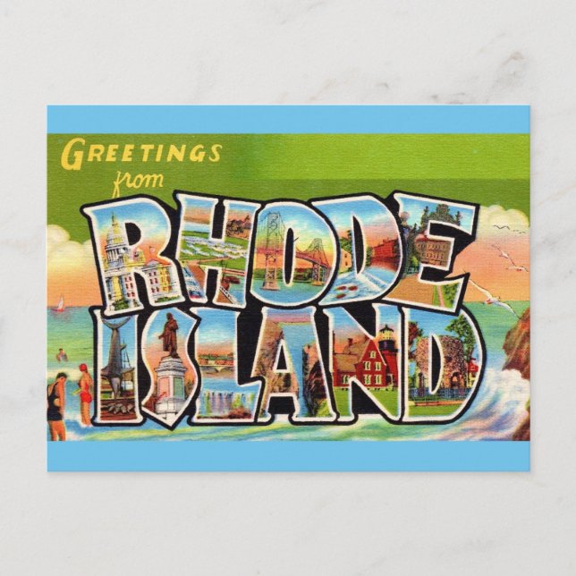 Rhode Island Vintage-Grüße Postkarte (Vorderseite)