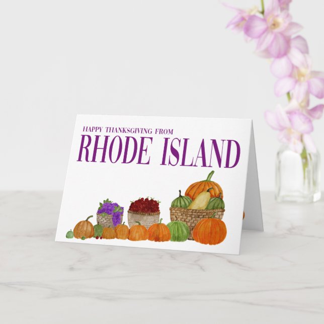 Rhode Island Watercolor Pumpkins Erntedank Card Karte (Orchidee)