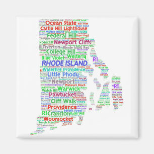 Rhode Island Wort-Wolke Magnet