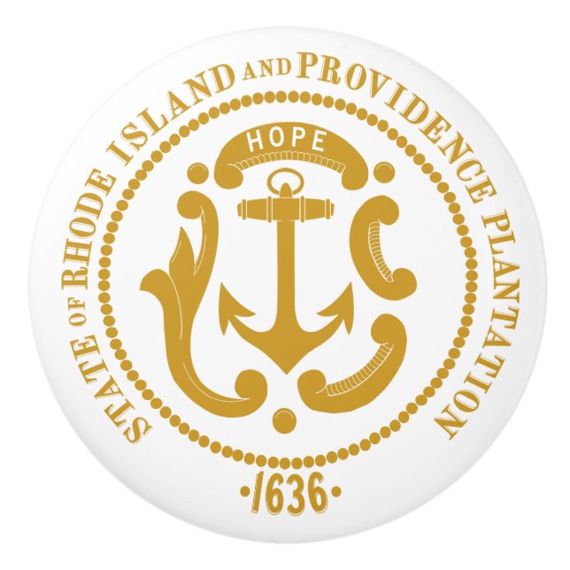 Rhode Island-Zeichen Keramikknauf (Vorderseite)