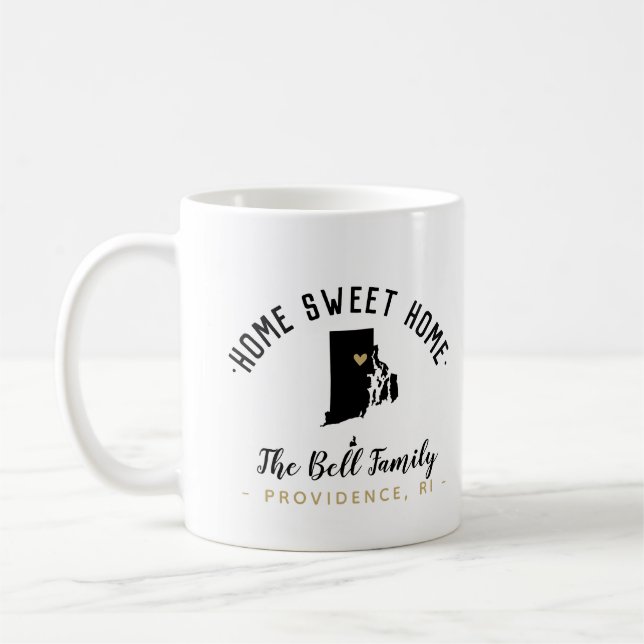 Rhode Island Zuhause Sweet Zuhause Family Monogram Kaffeetasse (Links)