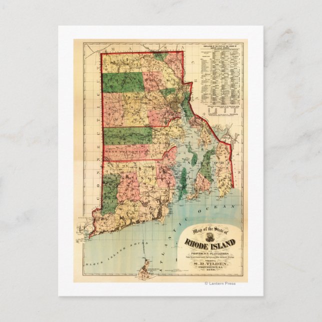 Rhode IslandPanoramakarte Rhode Island Postkarte (Vorderseite)