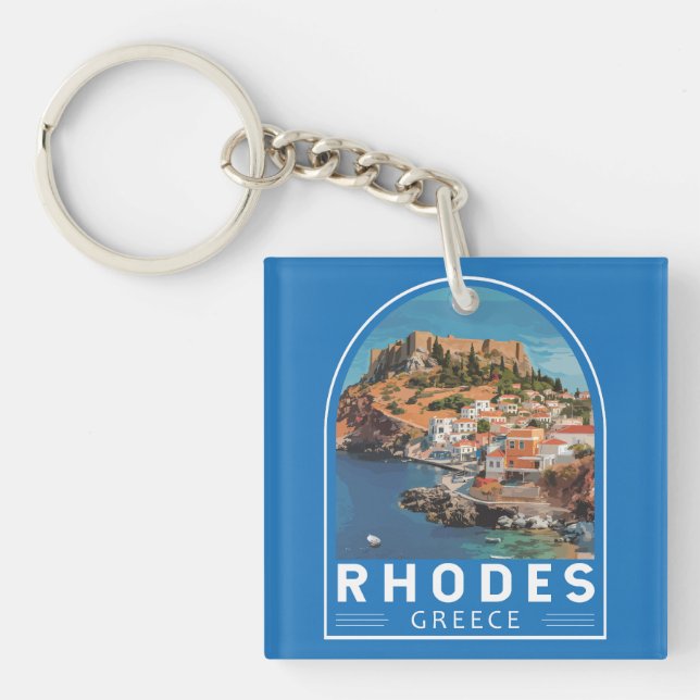 Rhodes Grèce Illustration Voyage Art Vintage (Devant)