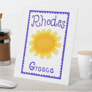 Rhodes Greece Bold Bloom Wood Topped Wall Tapestor Sockelschild