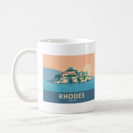 Rhodes Greece Pastel Travel - Mittelalterliche Alt Kaffeetasse