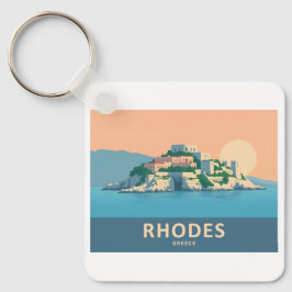 Rhodes Greece Pastel Travel - Mittelalterliche Alt Schlüsselanhänger