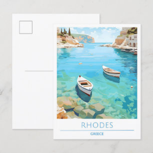 Rhodes Greece Vintage Travel Postkarte