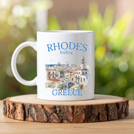 Rhodes Greece Watercolor – Greek Island Travel Kaffeetasse