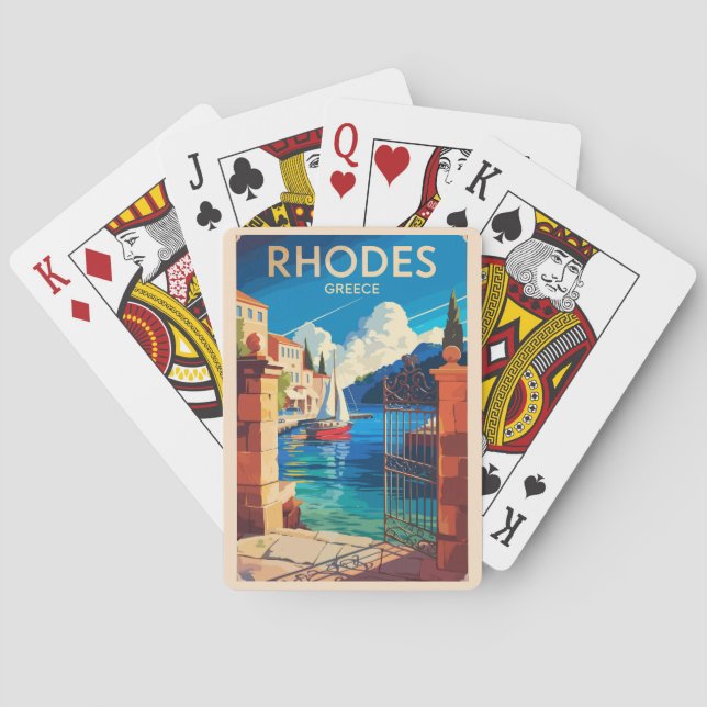 Rhodes Griechenland Reisen Kunst Vintag Spielkarten (Rückseite)