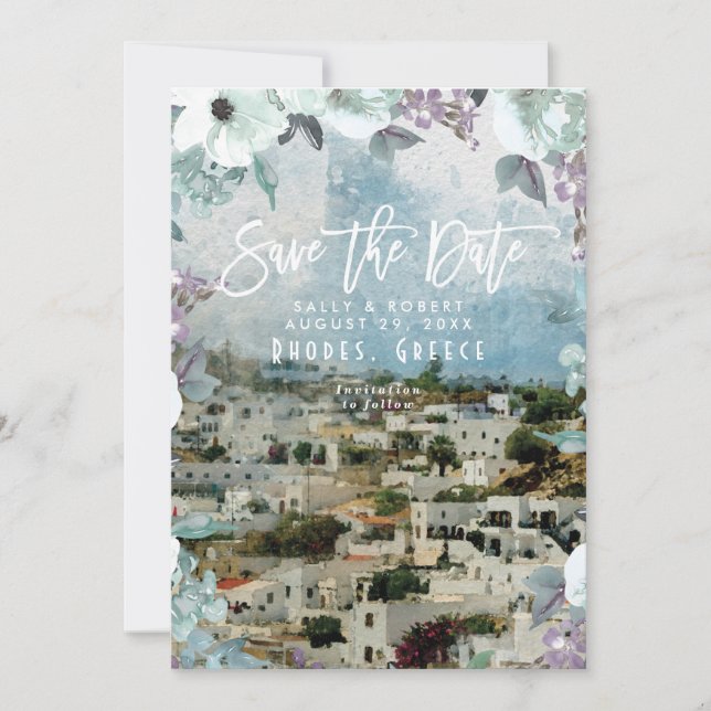Rhodes Griechenland Sommerhochzeit speichern Sie d Dankeskarte (Vorderseite)