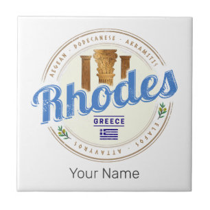 Rhodes Griechenland Vintage Insel Aegean Souvenir Fliese